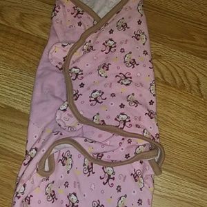 Swaddle me pink monkeys